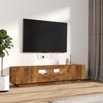 vidaXL Ensemble de meubles TV avec lumières LED 2 Pièces Chêne fumé
