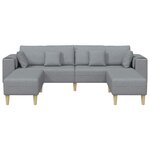 vidaXL Canapé avec coussin 3 Pièces Gris clair tissu