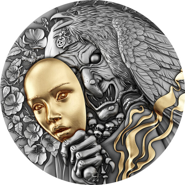 Monnaie BEHIND THE MASK 2 Oz Argent 5$ Niue 2023 (PRÉCOMMANDE)