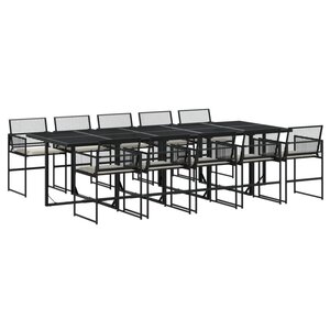 vidaXL Ensemble à manger de jardin 11 Pièces coussins noir résine tressée