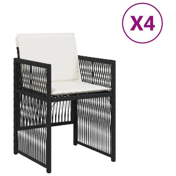 vidaXL Chaises de jardin lot de 4 avec coussins noir résine tressée