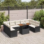 vidaXL Ensemble de canapé de jardin avec coussin 10 Pièces Noir et crème