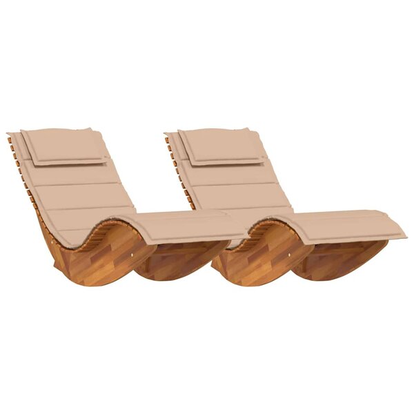 vidaXL Transat avec coussin 2 Pièces Marron Bois d'Acacia Massif