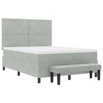 vidaXL Lit à ressorts avec Matelas & Banc Gris Clair 160x200 cm Velours