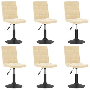 vidaXL Chaises pivotantes à manger lot de 6 crème velours