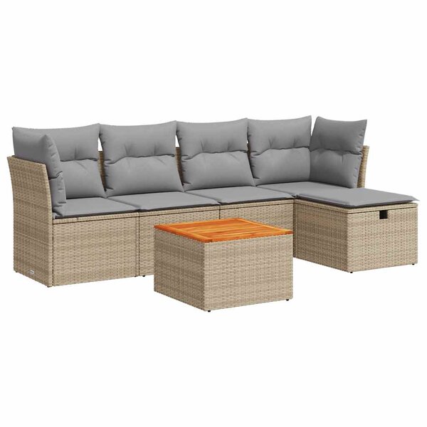 vidaXL Salon de jardin avec coussins 6 Pièces beige résine tressée