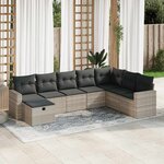 vidaXL Salon de jardin 8 Pièces avec coussins gris clair résine tressée