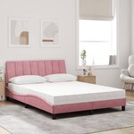 vidaXL Lit avec matelas Hanko rose 140x200 cm velours