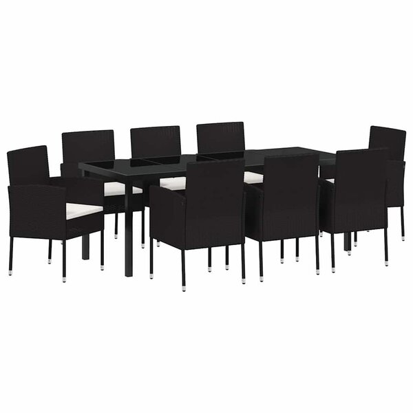 vidaXL Ensemble de salle à manger pour jardin 9 Pièces Noir polyrotin