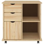 vidaXL Cabinet roulant 63 5 x 39 x 65 5 cm Bois de Pin Massif Marron