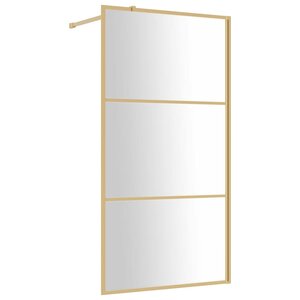 vidaXL Paroi de douche avec verre ESG transparent doré 115x195 cm
