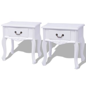 vidaXL Table de chevet 2 Pièces MDF Blanc