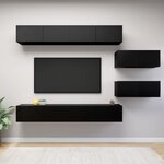 vidaXL Ensemble de meubles TV 6 Pièces Noir Bois d'ingénierie