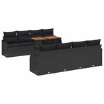 vidaXL Ensemble de canapé de jardin 9 Pièces Noir Poly rotin