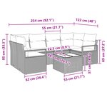 Ensemble de salon de jardin 7 pièces avec coussins Noir Poly Rattan