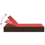 vidaXL Chaise longue double avec coussins marron résine tressée
