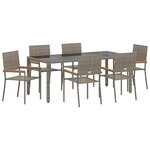 Ensemble de salle à manger de jardin 7 pièces vidaXL en poly rattan gris