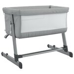 vidaXL Lit pour bébé avec matelas Gris clair Tissu de lin