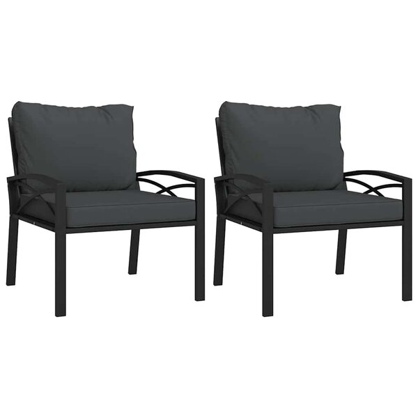 vidaXL Chaises de jardin avec coussins gris lot de 2 68x76x79 cm acier
