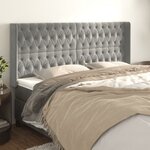 vidaXL Tête de lit avec oreilles Gris clair 203x16x118/128 cm Velours
