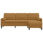 vidaXL Canapé à 3 places avec repose-pieds Marron 210 cm Velours