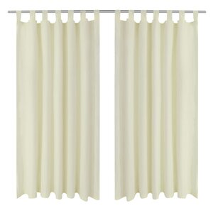 2 Pièces Rideau à Passant Micro Satin Crème 140 x 175 cm