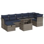 vidaXL Salon de jardin 8Pièces avec coussins gris résine tressée acacia