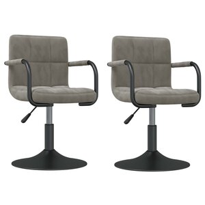 vidaXL Chaises pivotantes à manger lot de 2 gris clair velours