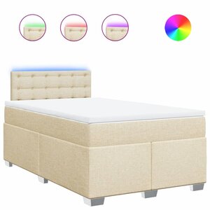 vidaXL Sommier à lattes de lit avec matelas crème 120x190 cm tissu