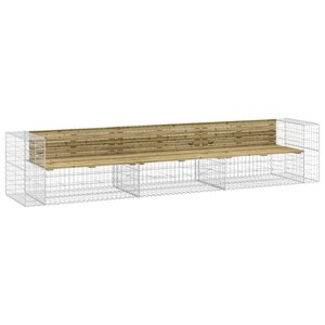 vidaXL Banc de jardin design gabion 347x71x65 5cm bois de pin imprégné