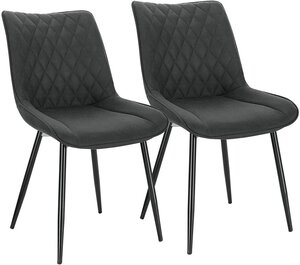 Lot de 2 chaises de salle à manger chaises de cuisine assise en tissu pied en métal anthracite 19_0000187