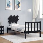 vidaXL Cadre de lit avec tête de lit noir petit simple bois massif