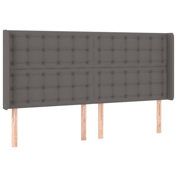 vidaXL Tête de lit avec oreilles Gris 163x16x118/128 cm Similicuir