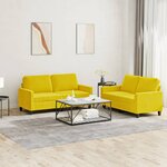 vidaXL Ensemble de canapés 2 Pièces avec coussins Jaune Velours