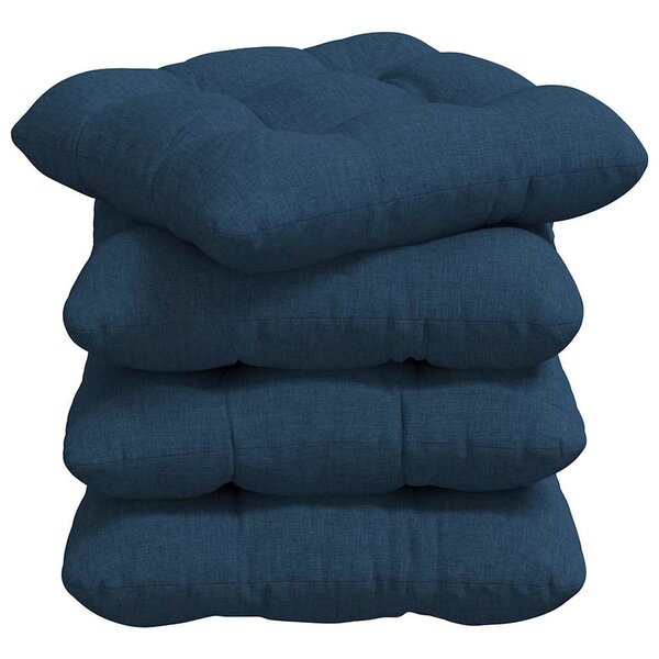 vidaXL Coussins de siège 4 Pièces Bleu 45 x 45 x 12 cm tissu