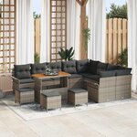 vidaXL Canapé de jardin 13 pièces avec coussins gris en rotin synthétique et en acacia.
