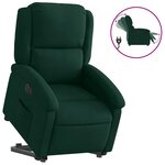 vidaXL Fauteuil inclinable électrique vert foncé velours
