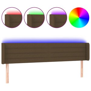 vidaXL Tête de lit à LED Marron foncé 203x16x78/88 cm Tissu