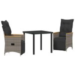vidaXL Ensemble de salle à manger pour jardin 3 Pièces Gris Poly rotin