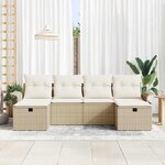 vidaXL Ensemble de canapé de jardin 6 Pièces Beige et crème polyrotin