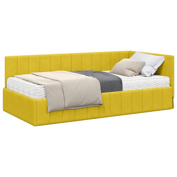 vidaXL Cadre de lit d'angle avec matelas 2 pc Jaune 90 x 200 cm