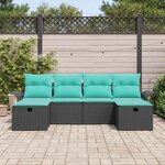 vidaXL Ensemble de canapé de jardin 6 Pièces Noir et turquoise polyrotin