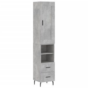 vidaXL Buffet haut Gris béton 34 5x34x180 cm Bois d'ingénierie