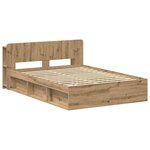 vidaXL Cadre de lit avec rangement Chêne artisanal 135 x 190 cm