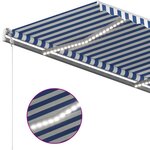 vidaXL Auvent automatique capteur de vent LED 450x350 cm Bleu et blanc