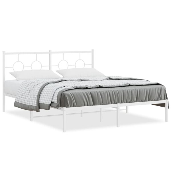 vidaXL Cadre de lit métal sans matelas et tête de lit blanc 150x200 cm