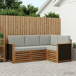 vidaXL Ensembles de canapés avec coussin 4 Pièces Bois d'Acacia Massif