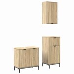 vidaXL Ensemble de mobilier de salle de bain Plaid 3 Pièces Chêne sonoma