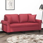 vidaXL Canapé 2 places avec oreillers bordeaux 140 cm similicuir