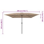 Parasol de jardin carré vidaXL 295x245 cm Taupe